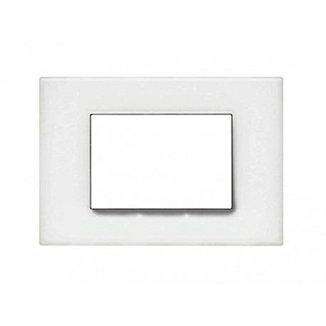 PLACCA 3 POSTI BIANCO OPALE SERIE LIGHT - BTICINO LEGRAND N4803OB