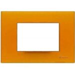 PLACCA 3 POSTI ARANCIO GEL SERIE LIGHT - BTICINO LEGRAND N4803AJ