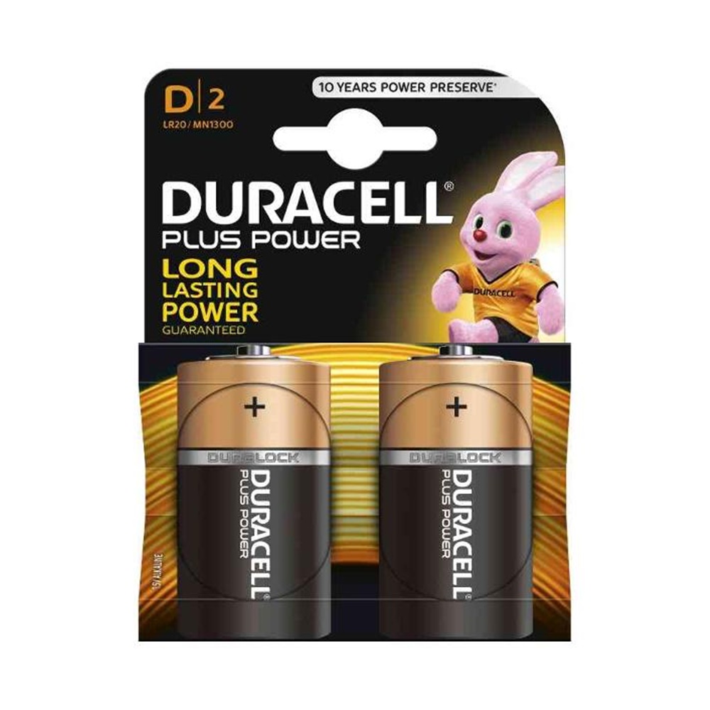 Batteria Alcalina Torcia D Duracell PLUS POWER in blister da 2 pezzi - DURACELL DU0400