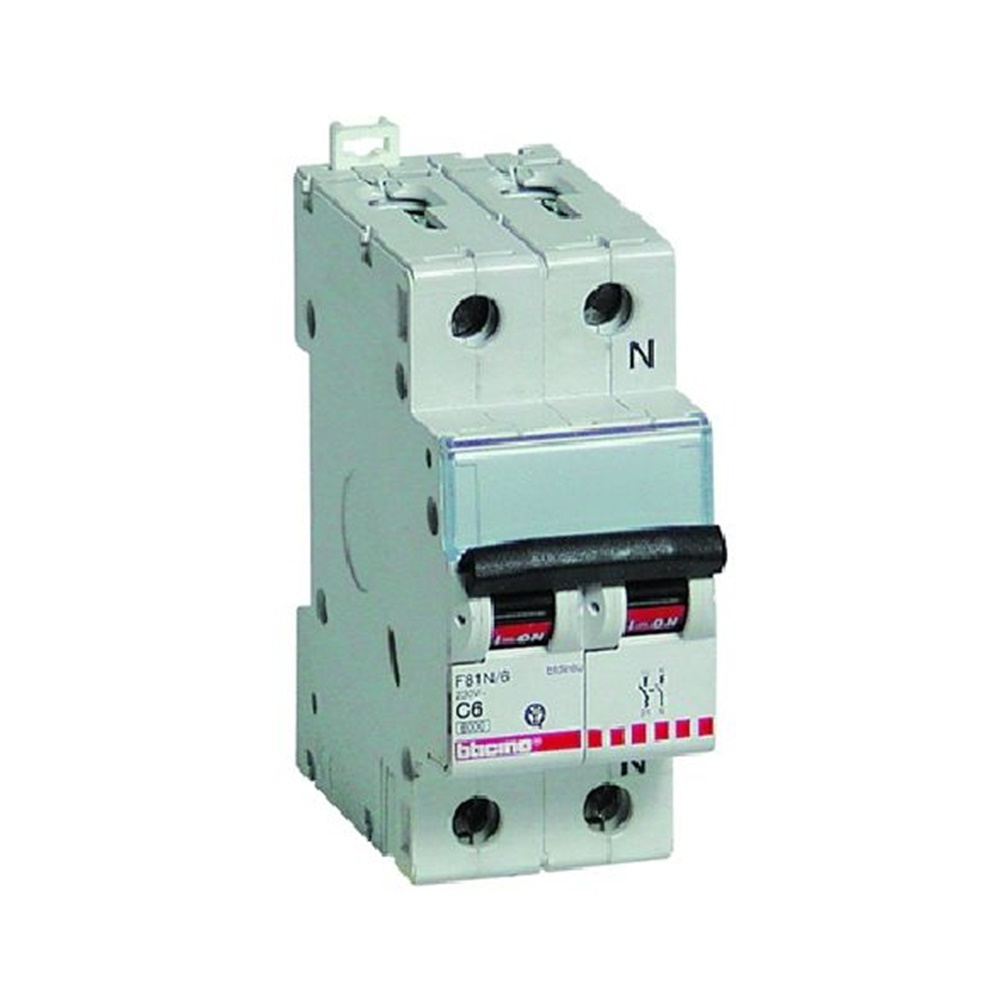 Interruttore Magnetotermico 1P+N 6A Curva C 4,5kA 2 Moduli  - BTICINO LEGRAND F810N/6