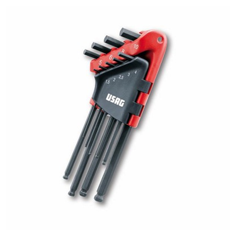 KIT SERIE DI 9 CHIAVI MASCHIO ESAGONALE LUNGHE TESTA SFERICA - USAG SWK UTENSILERIE SRL U02800084