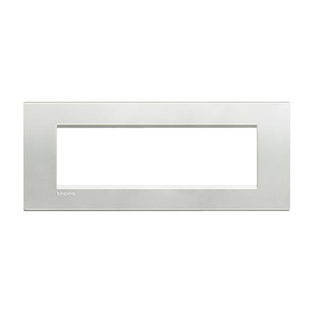 Placca 7 Posti Quadra Argento LivingLight - BTICINO LEGRAND LNA4807AG