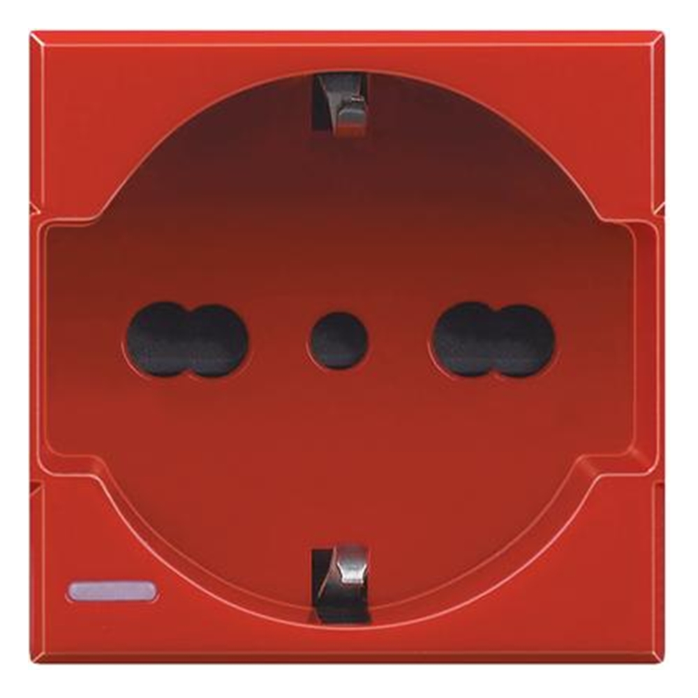 Presa Bipasso Schuko Tedesca Italiana 2p+t 16a 250 Va.c Axolute Rossa - BTICINO LEGRAND H4140/16R
