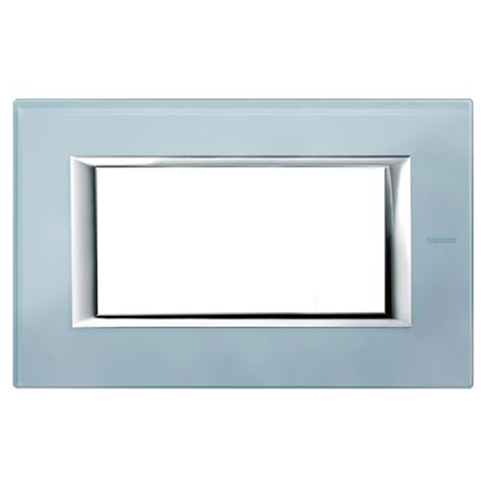 Placca rettangolare 4 moduli Axolute Vetro Azzurro Sera - BTICINO LEGRAND HA4804VZS
