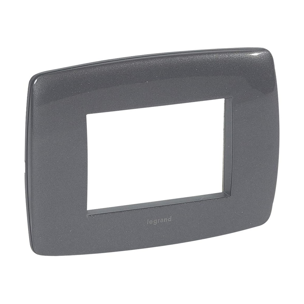 Placca Acciaio metal 3 moduli tonda Vela - LEG 685819