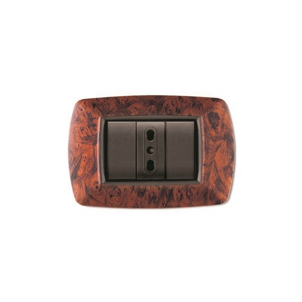 Placca 3 Moduli MyLife Legno Scuro - ELETTROCANALI SERIE CIVILI ECL2983RA