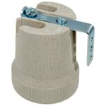 Portalampada E27 in ceramica con staffa di fissaggio - GIGRA LINE PCE27/BI