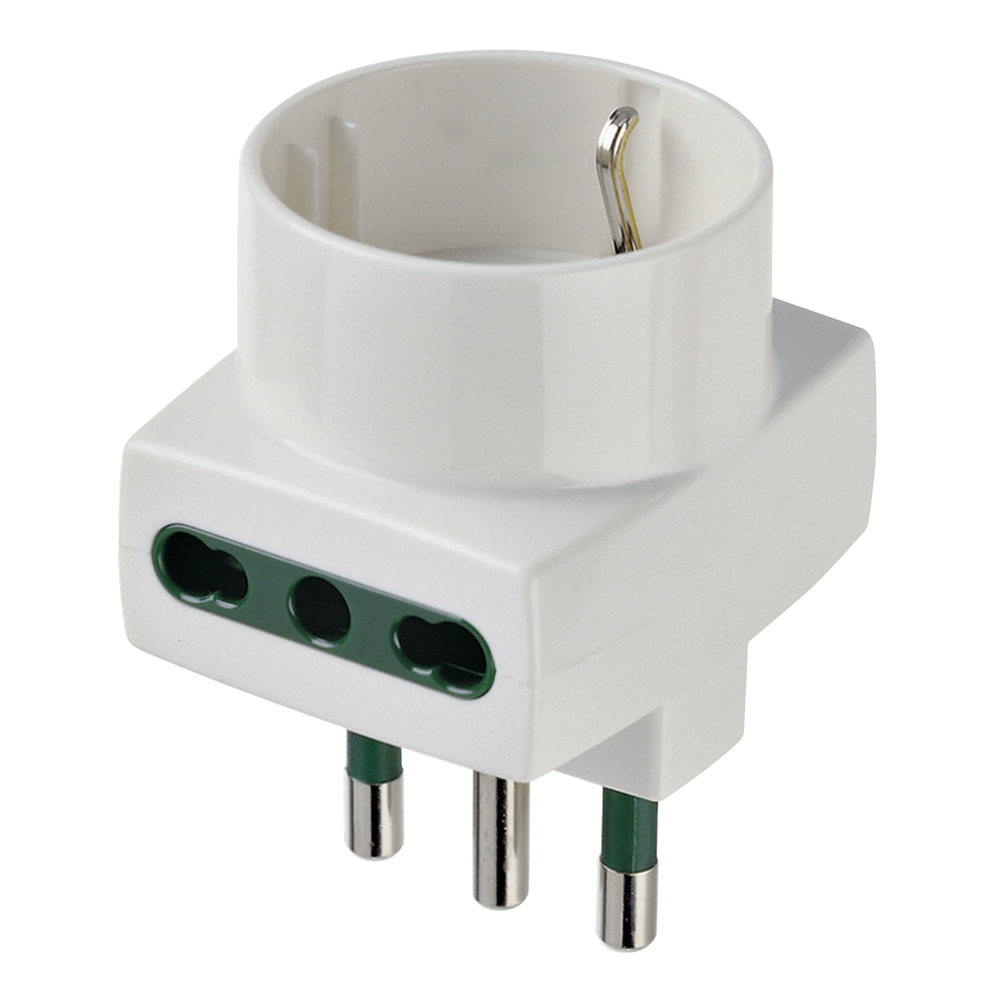 Adattatore Spina Industriale CEE 16A A 1 Presa Schuko + 2 Bipasso Italiane, Per Camper, Cantieri, Barche