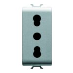 Presa Standard Italiano 250V AC - 2P+T 16A Bivalente P11-p17 1 Modulo Chorus Titanio - GEW GW14203