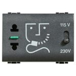 Presa Per Rasoio 230V 3 Posti Antracite LivingLight - BTICINO LEGRAND L4177