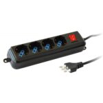 Multipresa Inclinate a 45° Schuko/Bivalente 4 Posti Nero - ELETTROCANALI SERIE CIVILI ECK11104N