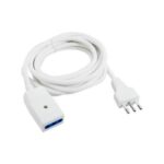 Cavo Prolunga 5 MT Spina 10A 2P+T - Presa 10A 2P+T Bianco - ELETTROCANALI SERIE CIVILI ECK22202