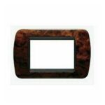 Placca Tonda 3 Posti Living International Legno Radica - BTICINO LEGRAND L4803LRN