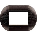 placca tonda a tre moduli di colore rovere scuro - BTICINO LEGRAND LNB4803LRW