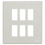 placca tre più tre posti per scatola 506E e 506NP in alluminio oxidal - BTICINO LEGRAND 506/6/X