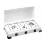 Fornello a tre Fuochi Gas GPL con Coperchio e Griglia in Acciaio - COD. 9S03FG