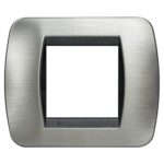Placca Ellittica 2 Moduli Living International Acciaio Spazzolato - BTICINO LEGRAND L4802ACS