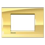 placca quadra tre moduli - oro feddo - materiale metallo - BTICINO LEGRAND LNA4803OA