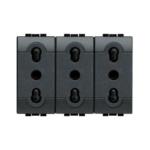 PRESA TRIPLEX 2P+T BIPASSO INTERASSE 19MM E 26MM ALVEOLI SCHERMATI - ANTRACITE - BTICINO LEGRAND L4180/3