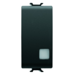INTERRUTTORE BIPOLARE 250V ac - 16AX ILLUMINABILE - CON LENTE NEUTRA SOSTITUIBILE - 1 MODULO - NERO SATINATO - CHORUS - GEW GW12005
