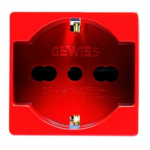 PRESA STANDARD ITALIANO/TEDESCO 250V ac - PER LINEE DEDICATE - 2P+T 16A BIVALENTE - P40 - 2 MODULI - ROSSO - SYSTEM - GEW GW20296