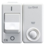 INTERRUTTORE AUTOMATICO MAGNETOTERMICO DIFFERENZIALE - 230V ac - CLASSE A - 1P+N 6A 3kA 10mA CURVA C - 2 MODULI - SYSTEM WHITE - GEW GW20437