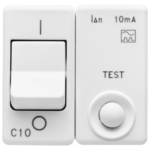 INTERRUTTORE AUTOMATICO MAGNETOTERMICO DIFFERENZIALE - 230V ac - CLASSE A - 1P+N 10A 3kA 10mA CURVA C - 2 MODULI - SYSTEM WHITE - GEW GW20438