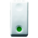 PULSANTE UNIPOLARE 250V ac - NA 10A - CONTATTO AUSILIARE NC - MARCIA - SIMBOLO VERDE - 1 MODULO- SYSTEM WHITE - GEW GW20522