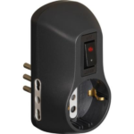 KIT - ADATTATORE SAFE 1 PRESA STANDARD TEDESCA + 2 10A +INTERRUTTORE GRIGIO - BTICINO LEGRAND S3610GB