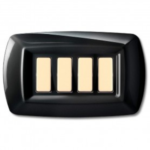 PLACCA TONDO' 4 MODULI NERO - ELETTROCANALI SERIE CIVILI ECL2594N