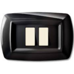 PLACCA TONDO' 2 MODULI RAVVICINATI NERO - ELETTROCANALI SERIE CIVILI ECL2597N