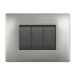 PLACCA MYLIFE Q 3 MODULI ACCIAIO SATINATO - ELETTROCANALI SERIE CIVILI ECL2883AS