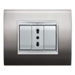 PLACCA NEWPRESTIGE 3 MODULI ALLUMINIO NOTTE - ELETTROCANALI SERIE CIVILI ECL3083AN