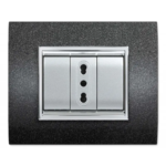 PLACCA NEWPRESTIGE 3 MODULI VULCANIZZATA GRIGIO NERO - ELETTROCANALI SERIE CIVILI ECL3083V-GN