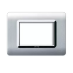 PLACCA TECNOPOLIMERO 44 ALLUMINIO CORNICE CROMO 3 MODULI - AVE SPA 44PY03ALS