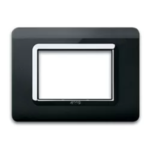 PLACCA TECNOPOLIMERO 44 NERO CORNICE CROMO 3 MODULI - AVE SPA 44PY03NAL
