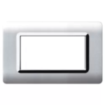 PLACCA TECNOPOLIMERO 44 ALLUMINIO CORNICE CROMO 4 MODULI - AVE SPA 44PY04ALS