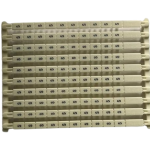 Cartellini idonei per la numerazione di tutti i tipi di morsetti (serraggio a vite e a molla) in tabelle da 100 elementi in confezioni da 500 tessere - CABUR N8016